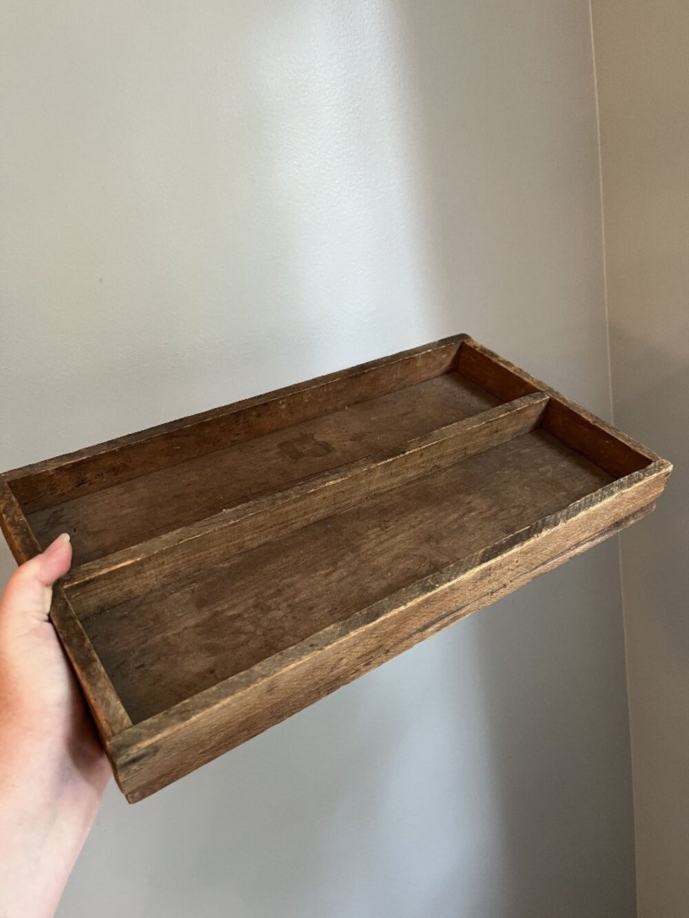 Vintage Handcrafter Wooden Divided Tray Rustic Farmhouse Decor 16"x8"x1.5" Trink